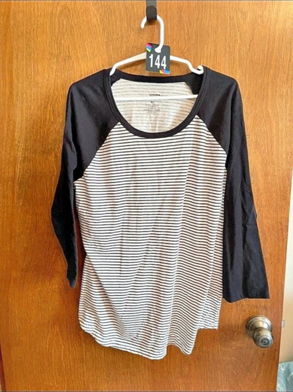 Sonoma Striped Long Sleeve Top in Black & White Size XL